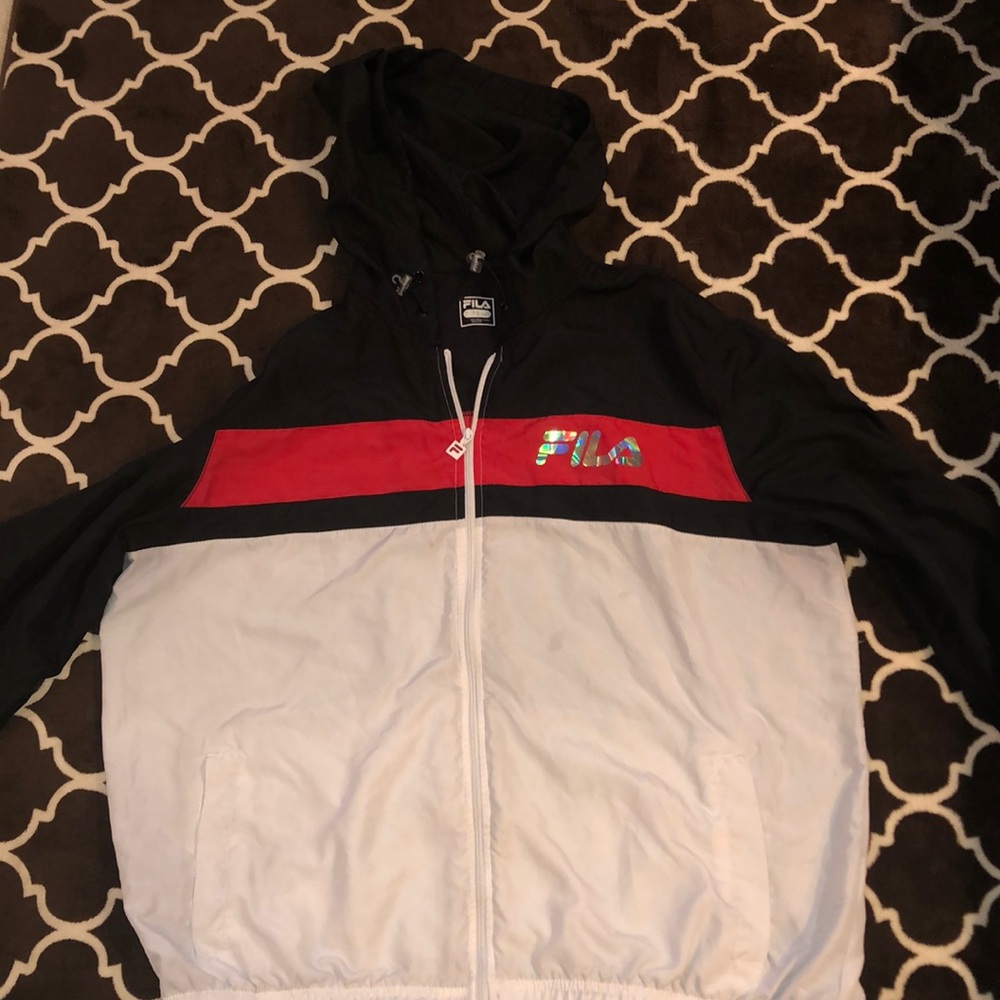 Black/Red/White Fila Windbreaker Jacket
